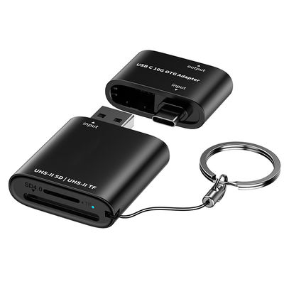 UHS-II SD TF Card Reader dengan USB C ke USB A OTG Adapter