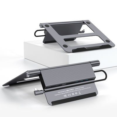 10 In 1 USB C Docking Station With Laptop a laptop Adjustable And Foldable Stand