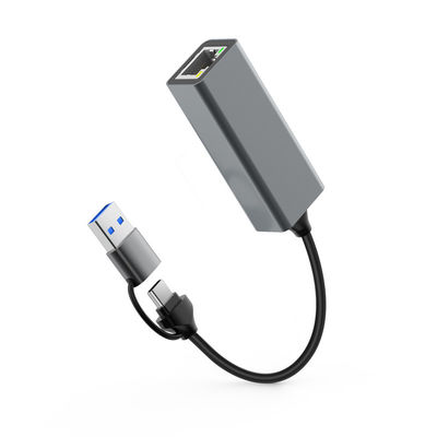 kopen USB A en C naar 2,5 Gigabit Netwerkadapter Splitter met SuperSpeed 10 100 1000 2500 Mbit online vervaardiging