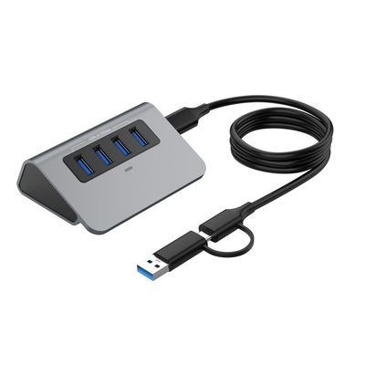 купить 4-портовый USB-хаб 3.0, многопортовый USB-расширитель, алюминиевый серый USB-хаб, металлический корпус, заводской Производство в сети