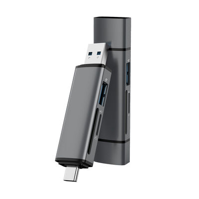 comprar Puerto doble USB 3.0 Tipo C OTG USB Hub con lector de tarjetas Combo SD Micro SD Lector de tarjetas de memoria Fabricación en línea