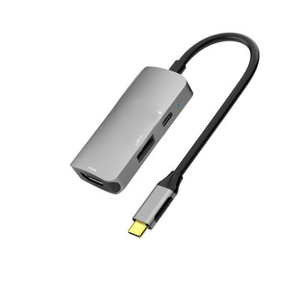 comprar Adaptador de Vídeo Multi-Portas USB C 3 em 1 4K 60Hz HUB Com Uma Porta de Dados USB A e PD Fabricação em linha