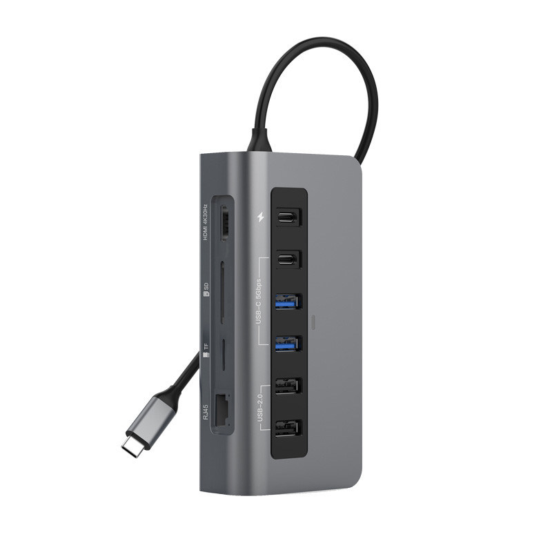 10 포트 USB C 5Gbps 허브 4K HDMI 비디오 기가 비트 이더넷 PD 카드 리더 및 USB C 데이터 출력